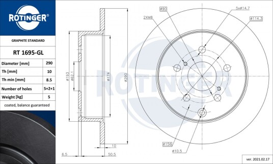 Bremseskive ROTINGER RT 1695-GL