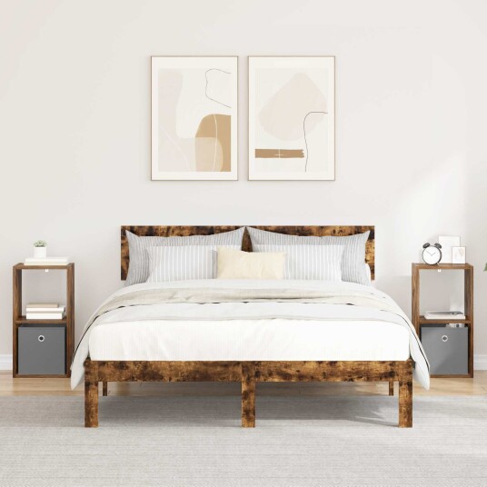 Nattbord 2 pcs Røkt eik 30,5 x 27 x 59,5 cm Konstruert tre