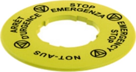 Pizzato Elettrica Vetf32a5120 Skilt/Symbol Rund Ø 60 Mm Stop Emergenza Arret D’Urgence Nød Stop Emergency Stop Gul 10 Stk