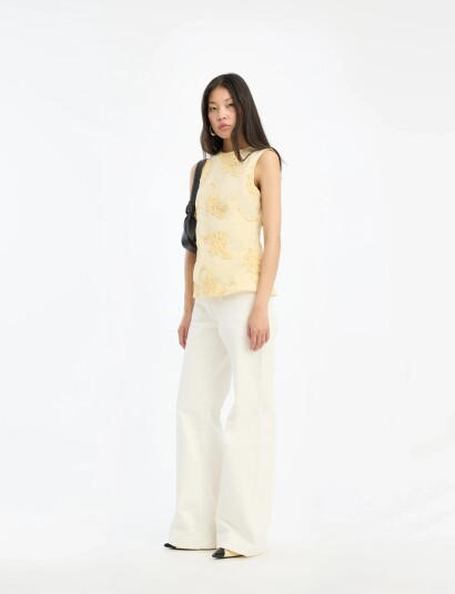 ROTATE Birger Christensen Flower Sleeveless Top Yellow 36 ROTATE Birger Christensen Flower Sleeveless Top Yellow 36