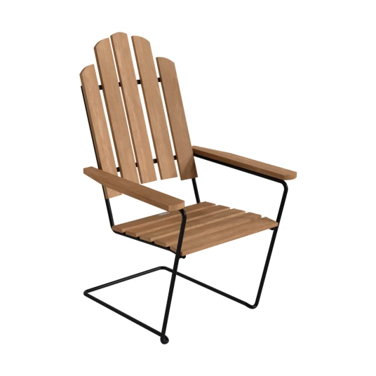 Grythyttan Stålmöbler A3 solseng Teak svart stålstativ Grythyttan Stålmöbler A3 solseng Teak svart stålstativ