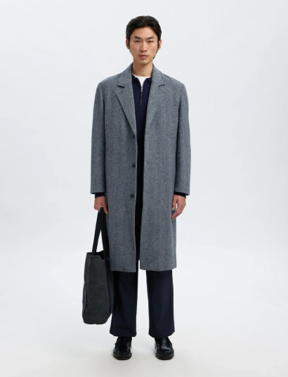 Selected Slhmilos Wool Blend Relaxed Coat #S - Grey - L