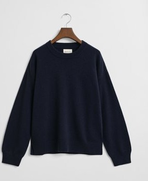 Gant Superfin lammeullsgenser med rund hals EVENING BLUE L