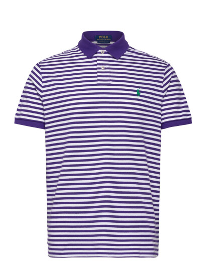 Polo Ralph Lauren Custom Slim Fit Striped Mesh Polo Shirt Purple S