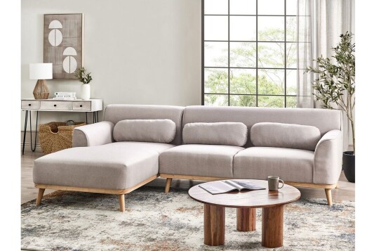 Bree Hjørnesofa 3 seter   Grå/Lyst tre