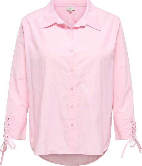 Only Carmakoma Skjorte Caroregon Alva L/S String Shirt Wvn Rosa