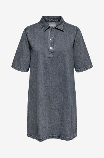 Only Carmakoma Denimkjole carGry S/S Knee Dress Dnm Azg Grå