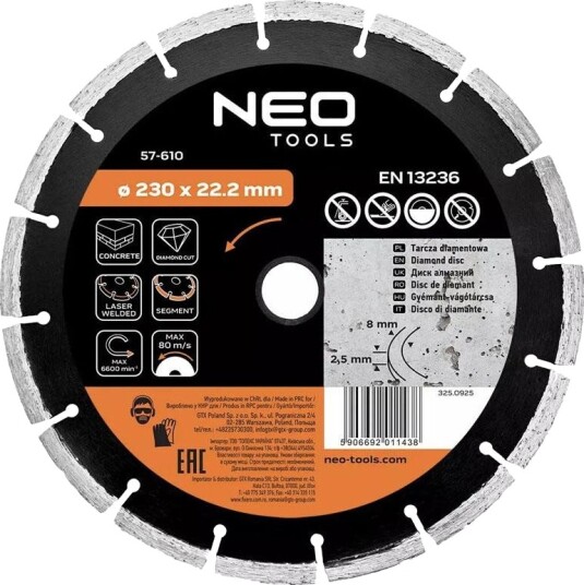 NEO Diamantblad 230mm, 22.2mm senterhull NEO Diamantblad 230mm, 22.2mm senterhull