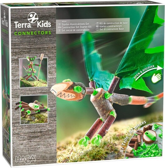 Haba Terra Kids Connectors – Construction Set Starter Kit Byggesett 8 År Abs Bøk Kork Stål 87 Stykker