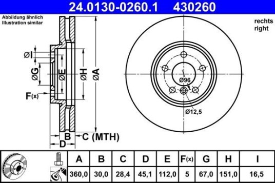 Bremseskive ATE 24.0130-0260.1