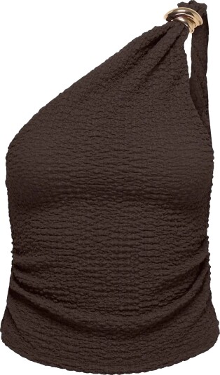 ONLY Onlerikka Assymetric Crinkle Top Pnt   Brown   XS