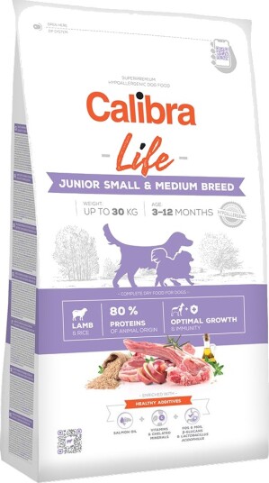 Calibra Tørrfôr Dog Life Junior Til Små Og Mellomstore Raser Praktisk Emballasje Lam 2 X 12 kg