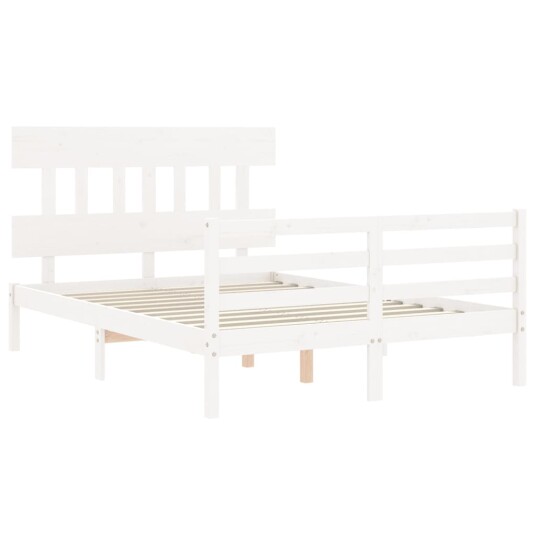 vidaXL Sengeramme med hodegavl hvit 4FT small double heltre