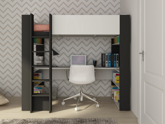 Trasman Loftseng med Skrivebord Trasman 90×200 Grå Trasman Loftseng med Skrivebord Trasman 90×200 Grå