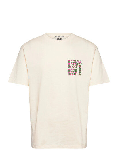 Scotch & Soda Front And Back Artwork Relaxedfit Tshirt Cream L