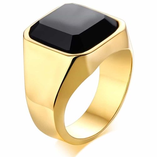 Mens ring "Rock" i forgyllet rustfritt stål. Mens ring "Rock" i forgyllet rustfritt stål.