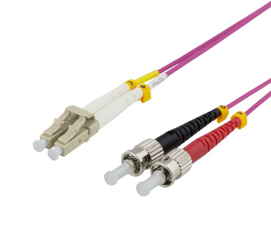 DELTACO Fiber cable 2m LC-ST Duplex 50/125 pink DELTACO Fiber cable 2m LC-ST Duplex 50/125 pink