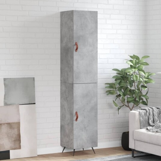 vidaXL Highboard betonggrå 34,5x34x180 cm konstruert tre 8720845481872