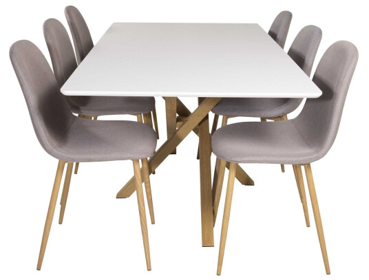 Venture Design Piazza & Polar spisegruppe Hvit/grå 6 st stoler & bord 180 x 90 cm
