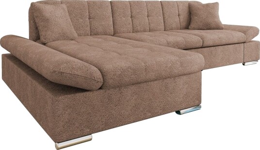 Vananda Sofa med Sjeselong 3 seter i Bouclé Rosa Vananda Sofa med Sjeselong 3 seter i Bouclé Rosa