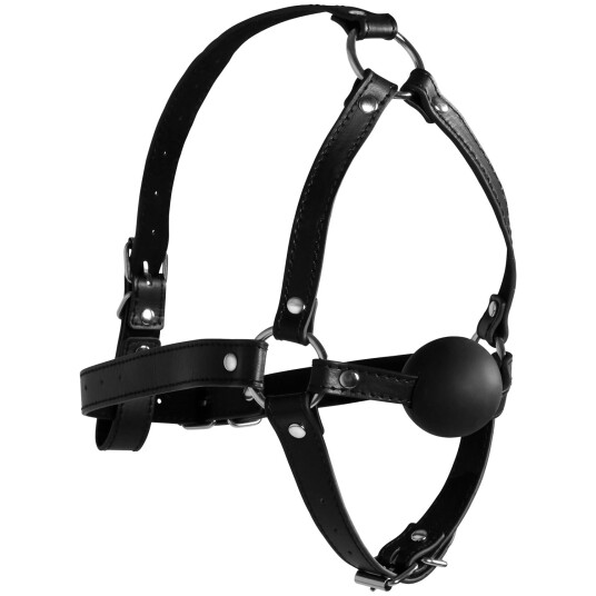 Ouch! Xtreme Hodesele med Solid Gagball - Svart