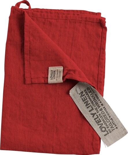 Lovely Linen Gjestehåndkle Lovely i vasket lin Rød Lovely Linen Gjestehåndkle Lovely i vasket lin Rød