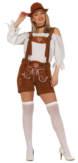 Fiestas Guirca Brune Lederhosen Shorts Dame  Large