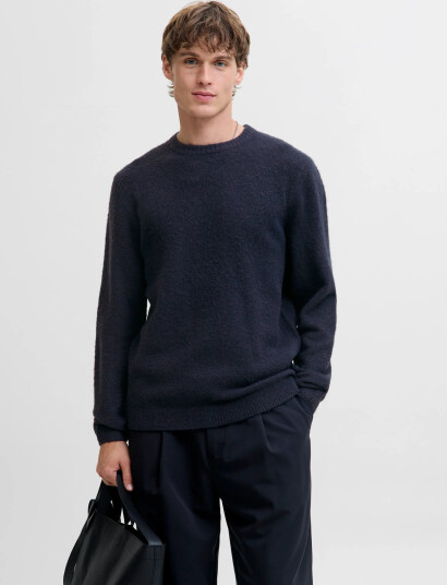 Jack & Jones Jprblasimon Souffle Knit Crew Neck - Navy - XL