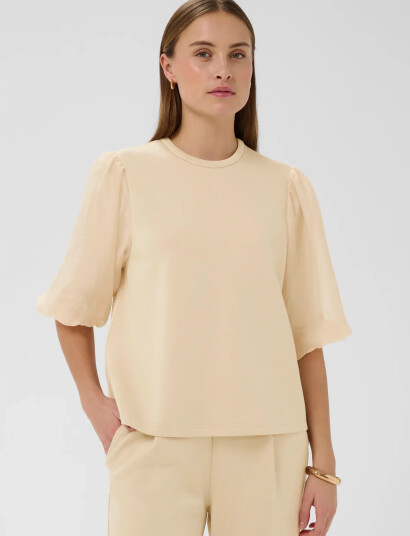 Soaked in Luxury Slmarigold Puff Tee Beige XS