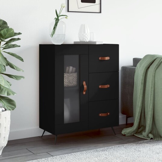 vidaXL Skjenk svart 69,5x34x90 cm konstruert tre vidaXL Skjenk svart 69,5x34x90 cm konstruert tre