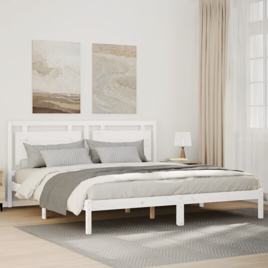 Ekstra lang sengeramme uten madrass hvit 180x210 cm heltre