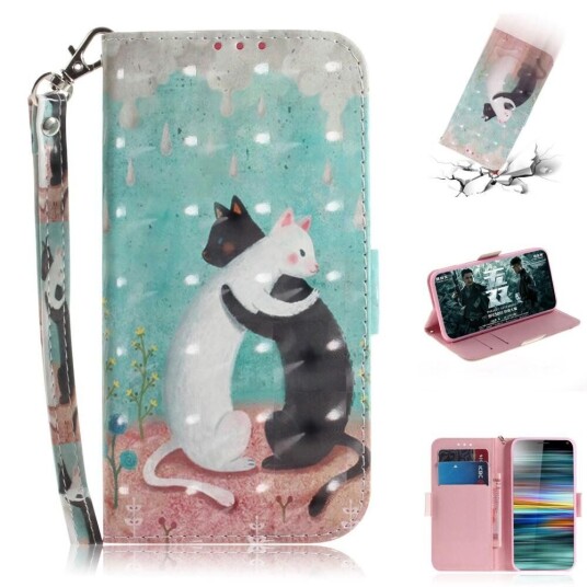 INCOVER Sony Xperia 10 Light Spot Skinn Flip Deksel - Krammende Katte