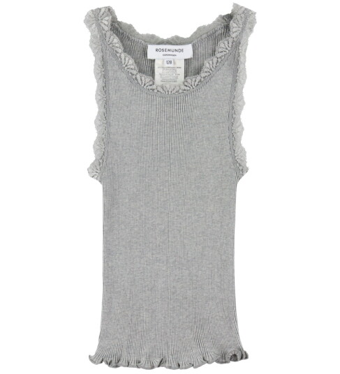 Rosemunde Topp Silke/Bomull Rib Light Grey Melange m. Blon Rosemunde 10 år 140 Singlet Grå