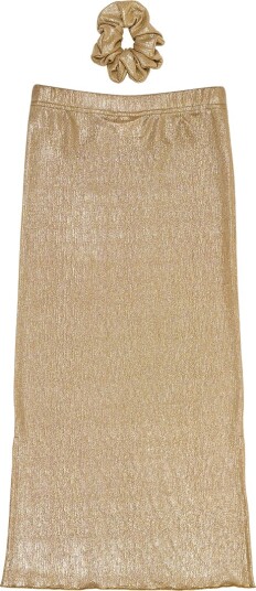 The New Tnrosalind Long Glitter Skirt Beige 122/128