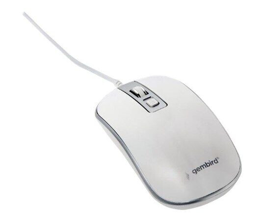 Gembird MUS-4B-06 Optisk USB Mus 1200 DPI Hvit/Sølv
