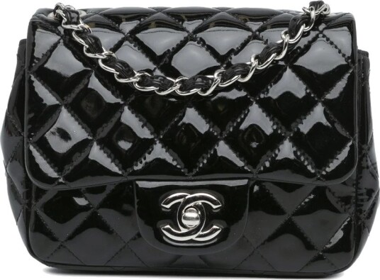 Chanel Mini Square Classic Patent Single Flap Black