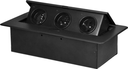 Orno Innfelt Borduttak/Uttaksenhet For Baldu, Innfelt I Benkeplate, Med Frest Kant, 3X2p+Z, Svart
