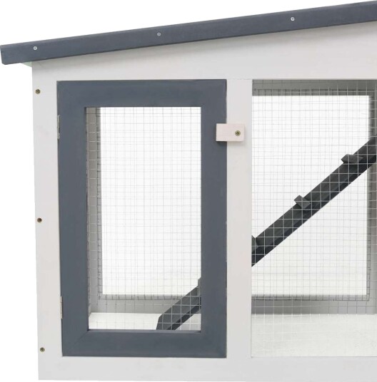 Vidaxl Stort Utendørs Kaninbur Grå Og Hvit 204X45X85 cm Tre