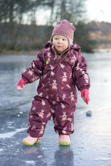Kattnakken   Vinterdress Baby Snø Burgunder