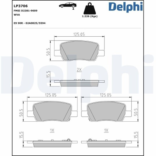 Bremseklosser sett DELPHI LP3706