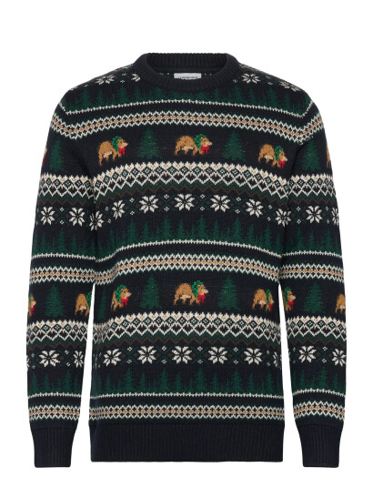 Lindbergh Winter Village Jaqucard O-Neck Knit - Black - S Lindbergh Winter Village Jaqucard O-Neck Knit - Black - S