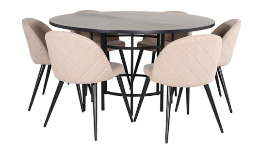 Spisegruppe furniture/fashion Copenhagen Ø140 cm med 6 Velvet Stoler