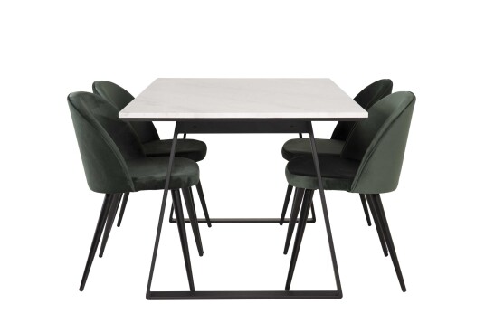 Venture Design Estelle & Velvet spisegruppe Hvit/grønn 4 st stoler & bord 140 x 90 cm