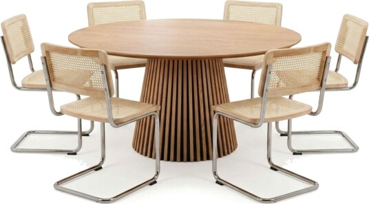 Peyra spisegruppe rund 150 cm eik med 6 Build spisestoler Eik Peyra spisegruppe rund 150 cm eik med 6 Build spisestoler Eik