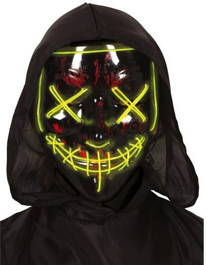 Svart El Wire Maske med Gult LED Lys