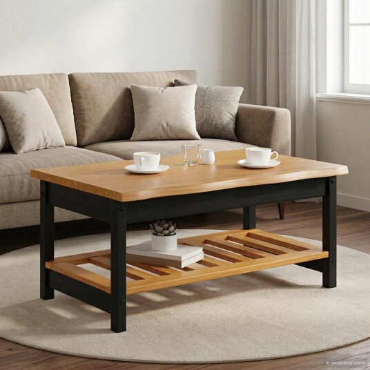 Kaffebord EKAI Svart 100 x 60 x 45,5 cm Heltre furu