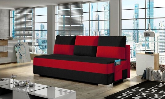 Sofa Eltap Atila 200x83x92 cm Alova 04 Alova 46 Svart Rød
