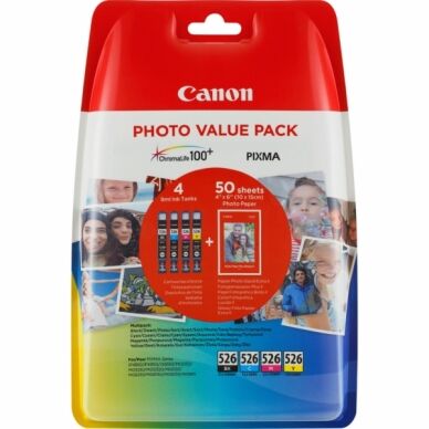 Canon Multipack BK/C/M/Y CLI-526 + 50ark fotopapir 4540B017 Canon Multipack BK/C/M/Y CLI-526 + 50ark fotopapir 4540B017