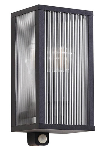Lindby - Peldar Fluted Utendørs Vegglampe w/Sensor Svart