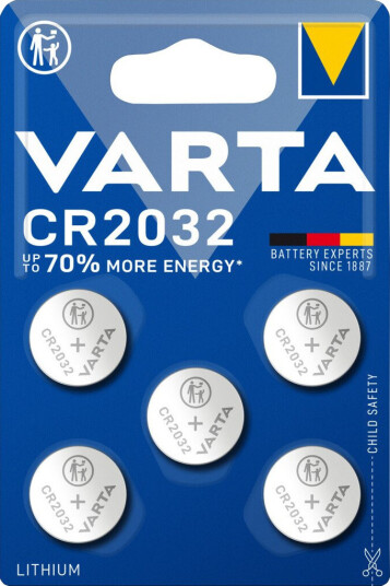 Varta CR2032 3V Lithium Knappcellebatteri 5-pakning med 230 mAh